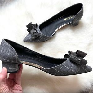 Adorable Anthropologie D’orsay Bow Block Heel Pointy Toe Pump EU 41 US 10 10.5